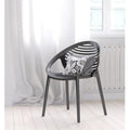 Polypropylene Accent Chairs with Slatted Seat and Back, Set of Four, Gray-Accent Chairs-Gray-Polypropylene-JadeMoghul Inc.