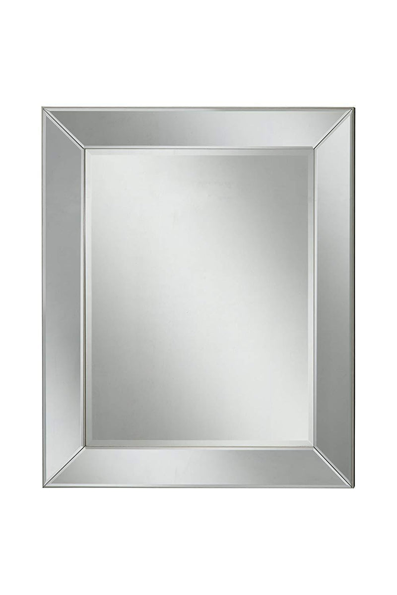 Polystyrene Framed Wall Mirror With a Beveled Glass, Silver-Mirrors-Silver-Polystyrene Glass-JadeMoghul Inc.