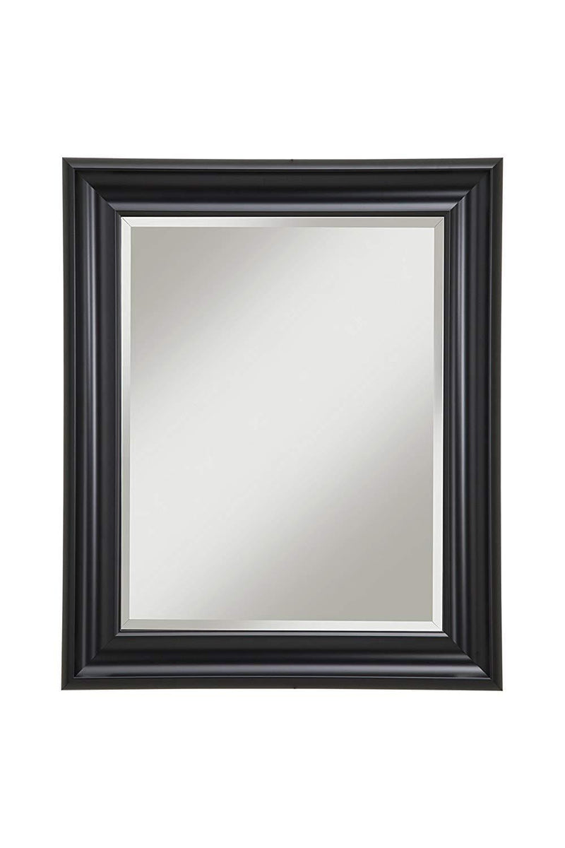 Polystyrene Framed Wall Mirror With Beveled Glass , Black-Mirrors-Black-Polystyrene Glass-JadeMoghul Inc.