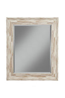 Polystyrene Framed Wall Mirror With Sharp Edges, Antique White-Mirrors-White-Polystyrene Glass-JadeMoghul Inc.