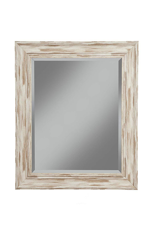 Polystyrene Framed Wall Mirror With Sharp Edges, Antique White-Mirrors-White-Polystyrene Glass-JadeMoghul Inc.