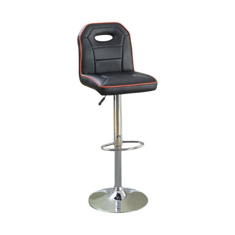 Polyurethane Swivel Barstool With Orange Trim Black Set of 2