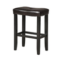 Polyurethane Upholstered Backless Bar Stool, Set Of Two, Brown and Black-Accent Stools-Brown And Black-Wood And Polyurethane-JadeMoghul Inc.