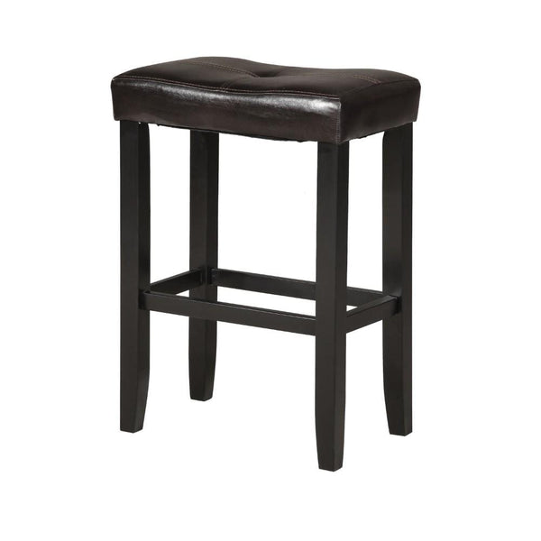 Polyurethane Upholstered Backless Bar Stool, Set Of Two, Brown and Black-Accent Stools-Brown And Black-Wood And Polyurethane-JadeMoghul Inc.