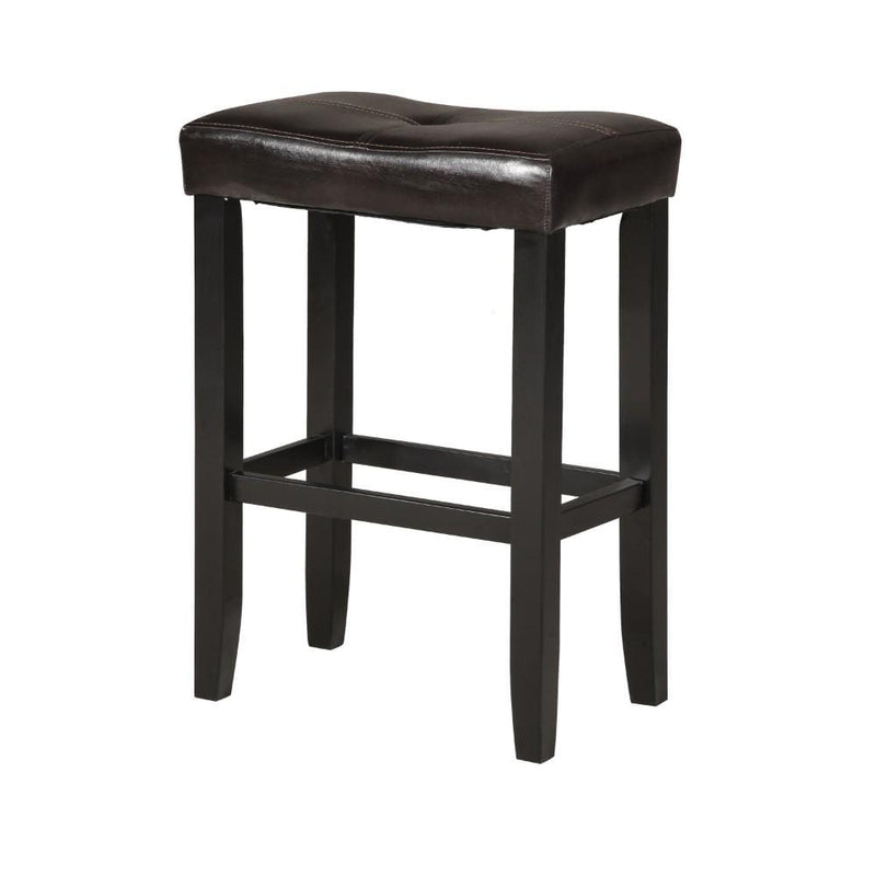 Polyurethane Upholstered Backless Bar Stool, Set Of Two, Brown and Black-Accent Stools-Brown And Black-Wood And Polyurethane-JadeMoghul Inc.