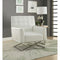 Polyurethane Upholstered Metal Accent Chair with Stationary Seat, White and Silver-Accent Chairs-White and Silver-Polyurethane and Metal-JadeMoghul Inc.