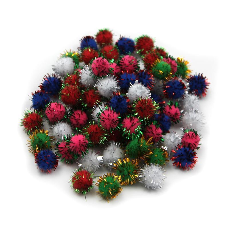 POM POMS .5IN GLITTER ASST 80CT-Supplies-JadeMoghul Inc.
