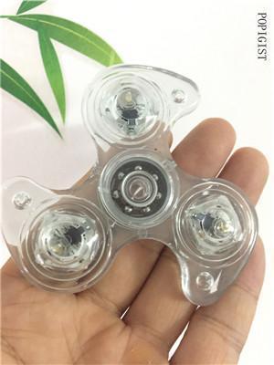 POPIGIS Toys Crystal LED Hand Fidget Clear Flash Light EDC Finger Spinner For Autism ADHD Relief Focus Anxiety Stress Relax Gift AExp