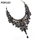 POPLOV Vintage Black&White Lace Choker Necklace Charm Ribbon Wedding Bijou Collar Jewelry Hollow Velvet Short Chain Jewellery AExp