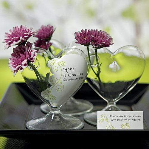Popular Wedding Favors Small Clear Heart Shaped Vase (Pack of 4) JM Weddings