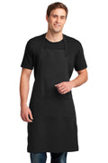 Port Authority Easy Care Extra Long Bib Apron with Stain Release. A700-General Accessories-Black-OSFA-JadeMoghul Inc.