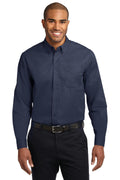 Port Authority Extended Size Long Sleeve Easy Care Shirt. S608ES-Woven Shirts-Navy/Light Stone-10XL-JadeMoghul Inc.