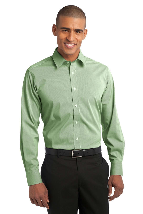 Port Authority Fine Stripe Stretch Poplin Shirt. S647-Woven Shirts-Wintergreen/ White-4XL-JadeMoghul Inc.