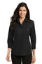 Port Authority Ladies 3/4-Sleeve Easy Care Shirt. L612-Ladies-Black-XXL-JadeMoghul Inc.