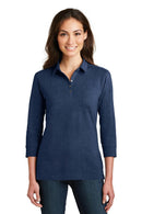 Port Authority Ladies 3/4-Sleeve Meridian Cotton BlendPolo. L578-Ladies-Estate Blue-4XL-JadeMoghul Inc.