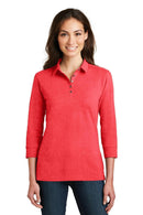 Port Authority Ladies 3/4-Sleeve Meridian Cotton BlendPolo. L578-Ladies-Hibiscus Pink-4XL-JadeMoghul Inc.