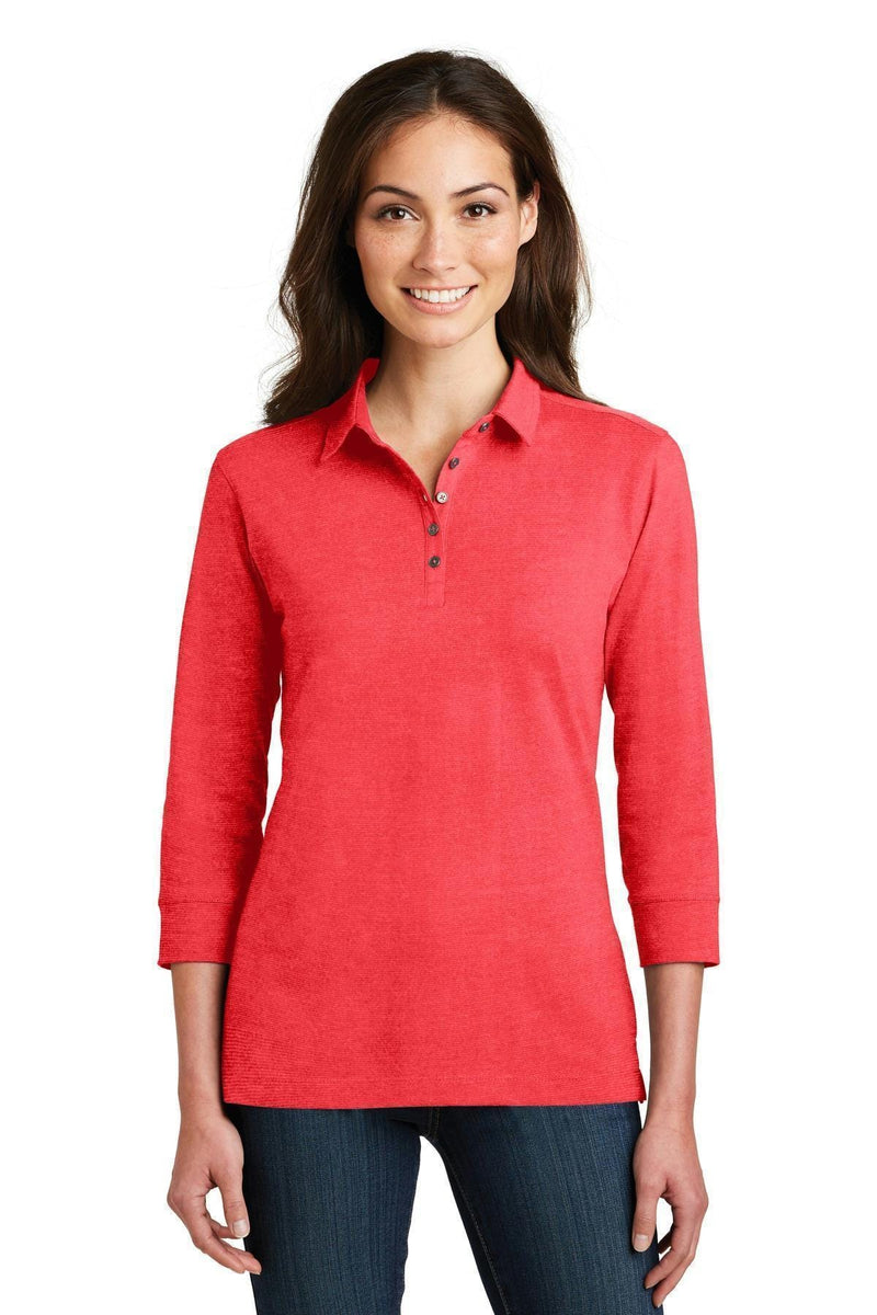 Port Authority Ladies 3/4-Sleeve Meridian Cotton BlendPolo. L578-Ladies-Hibiscus Pink-4XL-JadeMoghul Inc.