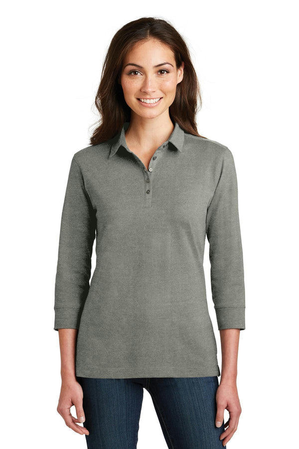 Port Authority Ladies 3/4-Sleeve Meridian Cotton BlendPolo. L578-Ladies-Monument Grey-4XL-JadeMoghul Inc.