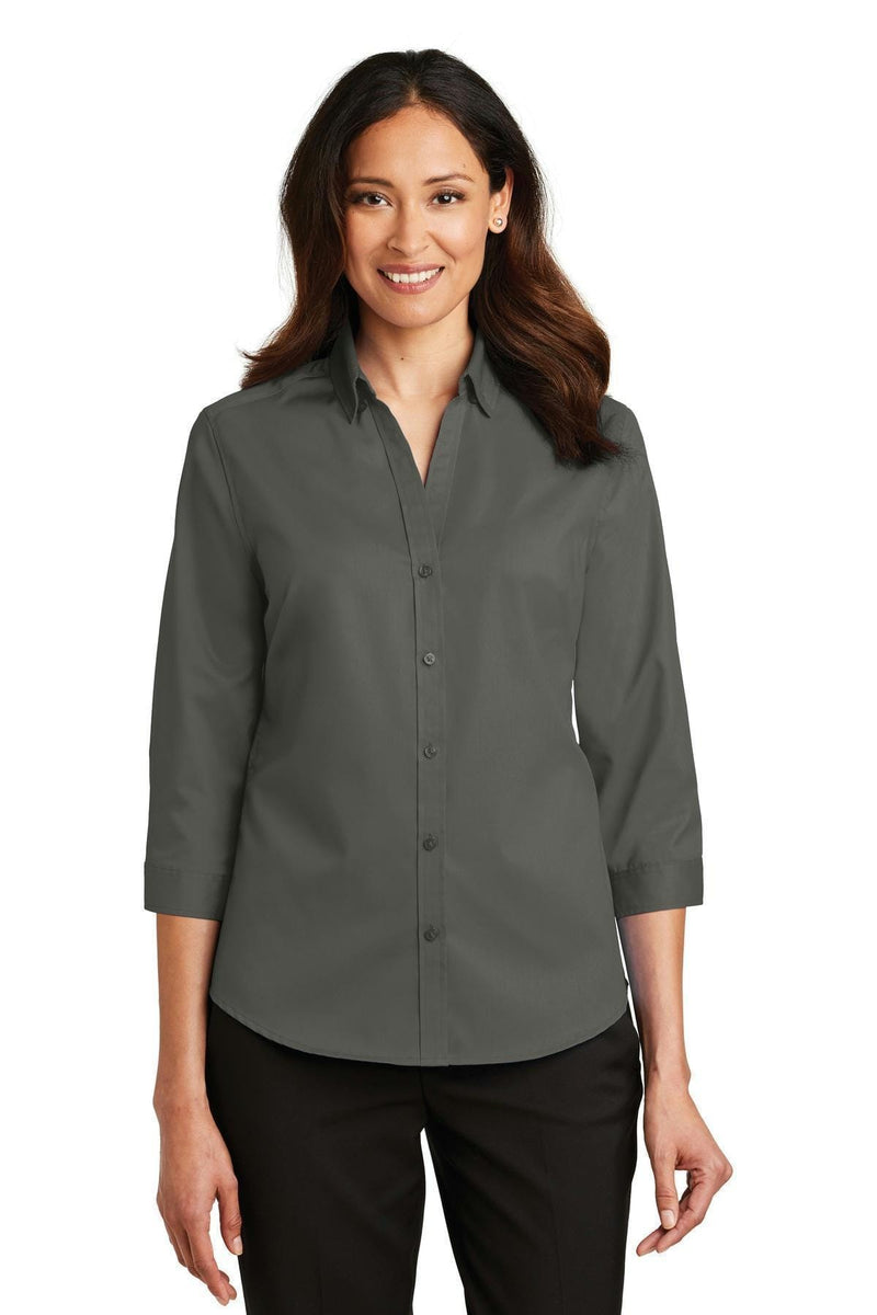 Port Authority Ladies 3/4-Sleeve SuperProTwill Shirt. L665-Woven Shirts-Sterling Grey-XL-JadeMoghul Inc.
