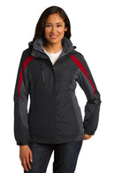 Port Authority Ladies Colorblock 3-in-1 Jacket. L321-Outerwear-Black/ Magnet Grey/ Signal Red-4XL-JadeMoghul Inc.