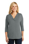 Port Authority Ladies Concept 3/4-Sleeve Soft Split Neck Top. LK5433-Ladies-Grey Smoke-XS-JadeMoghul Inc.