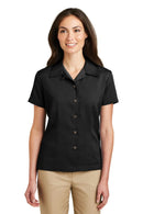 Port Authority Ladies Easy Care Camp Shirt. L535-Woven Shirts-Black-4XL-JadeMoghul Inc.
