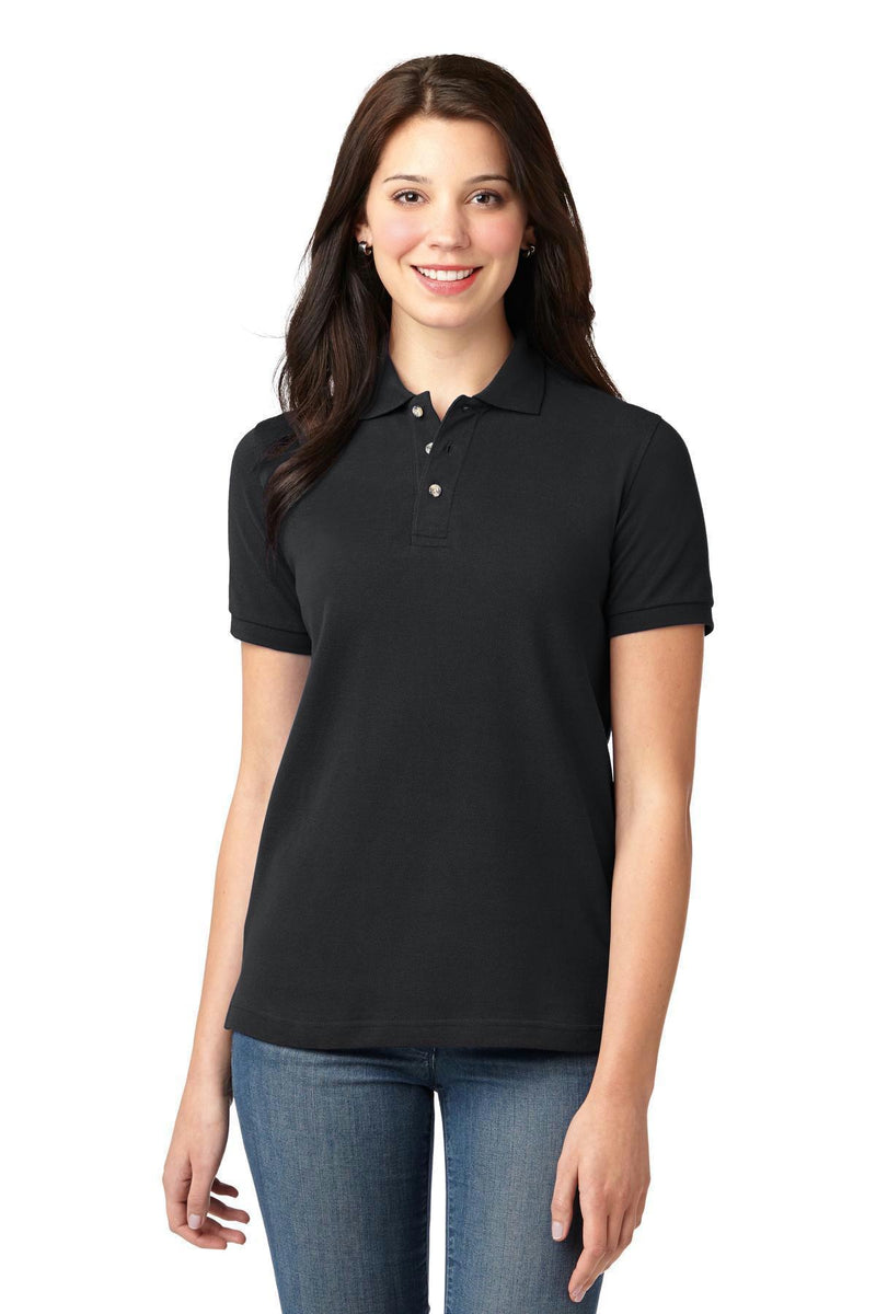 Port Authority Ladies Heavyweight Cotton Pique Polo. L420-Polos/knits-Black-XL-JadeMoghul Inc.