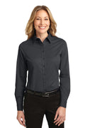 Port Authority Ladies Long Sleeve Easy Care Shirt. L608-Woven Shirts-Classic Navy/ Light Stone-6XL-JadeMoghul Inc.