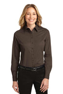 Port Authority Ladies Long Sleeve Easy Care Shirt. L608-Woven Shirts-Coffee Bean/Light Stone-6XL-JadeMoghul Inc.