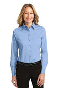 Port Authority Ladies Long Sleeve Easy Care Shirt. L608-Woven Shirts-Light Blue/Light Stone-4XL-JadeMoghul Inc.
