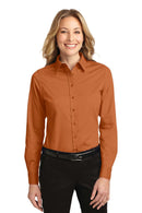 Port Authority Ladies Long Sleeve Easy Care Shirt. L608-Woven Shirts-Texas Orange/Light Stone-S-JadeMoghul Inc.