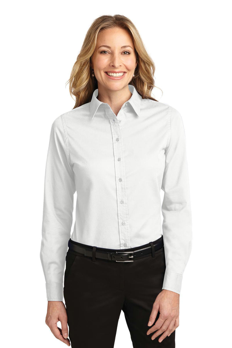 Port Authority Ladies Long Sleeve Easy Care Shirt. L608-Woven Shirts-White/ Light Stone-4XL-JadeMoghul Inc.
