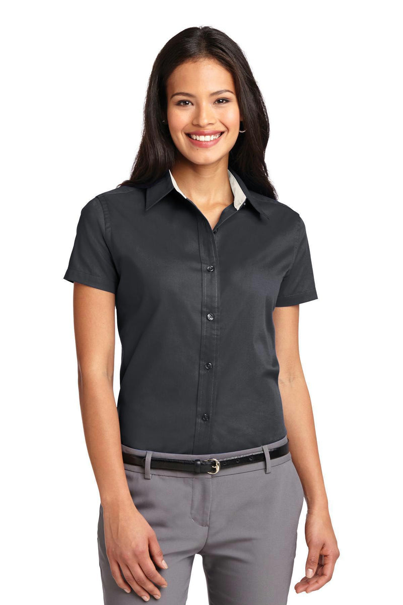 Port Authority Ladies Short Sleeve Easy Care Shirt. L508-Woven Shirts-Classic Navy/Light Stone-3XL-JadeMoghul Inc.
