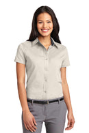 Port Authority Ladies Short Sleeve Easy Care Shirt. L508-Woven Shirts-Light Stone/Classic Navy-4XL-JadeMoghul Inc.