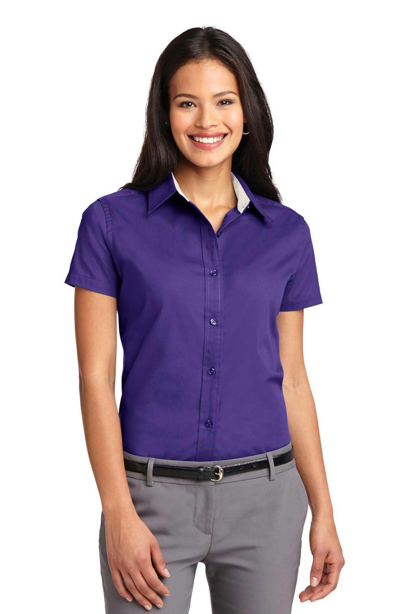Port Authority Ladies Short Sleeve Easy Care Shirt. L508-Woven Shirts-Purple/Light Stone-XXL-JadeMoghul Inc.