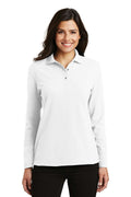 Port Authority Ladies Silk TouchLong Sleeve Polo. L500LS-Polos/knits-White-4XL-JadeMoghul Inc.