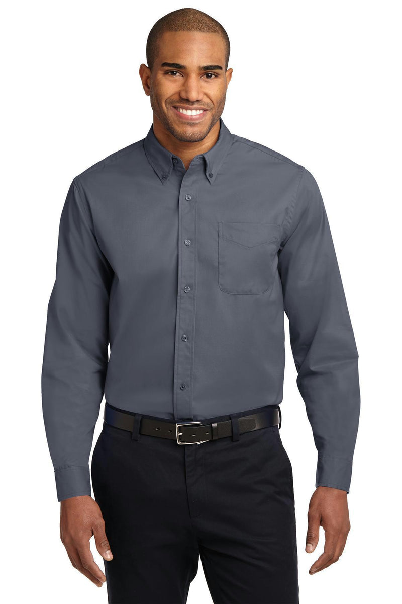 Port Authority Long Sleeve Easy Care Shirt. S608-Woven Shirts-Steel Grey/Light Stone-6XL-JadeMoghul Inc.