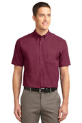 Port Authority Short Sleeve Easy Care Shirt. S508-Woven Shirts-Burgundy/Light Stone-6XL-JadeMoghul Inc.