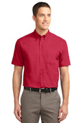 Port Authority Short Sleeve Easy Care Shirt. S508-Woven Shirts-Red/Light Stone-6XL-JadeMoghul Inc.