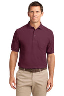 Port Authority Silk Touch Polo with Pocket. K500P-Polos/knits-Burgundy-4XL-JadeMoghul Inc.