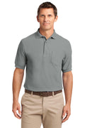 Port Authority Silk Touch Polo with Pocket. K500P-Polos/knits-Cool Grey-4XL-JadeMoghul Inc.