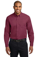 Port Authority Tall Long Sleeve Easy Care Shirt. TLS608-Woven Shirts-Burgundy/ Light Stone-4XLT-JadeMoghul Inc.