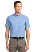 Port Authority Tall Short Sleeve Easy Care Shirt. TLS508-Woven Shirts-Light Blue/ Light Stone-4XLT-JadeMoghul Inc.