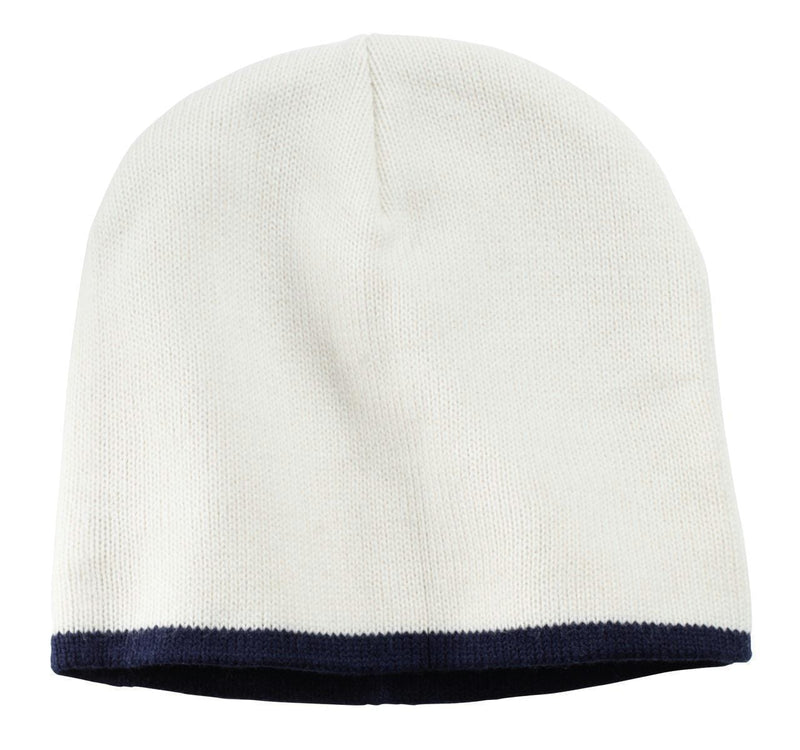 Port & Company - Beanie Cap. CP91-Caps-Natural/ Navy-OSFA-JadeMoghul Inc.