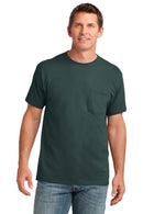Port & Company Core Cotton Pocket Tee. PC54P-T-shirts-Dark Green-4XL-JadeMoghul Inc.