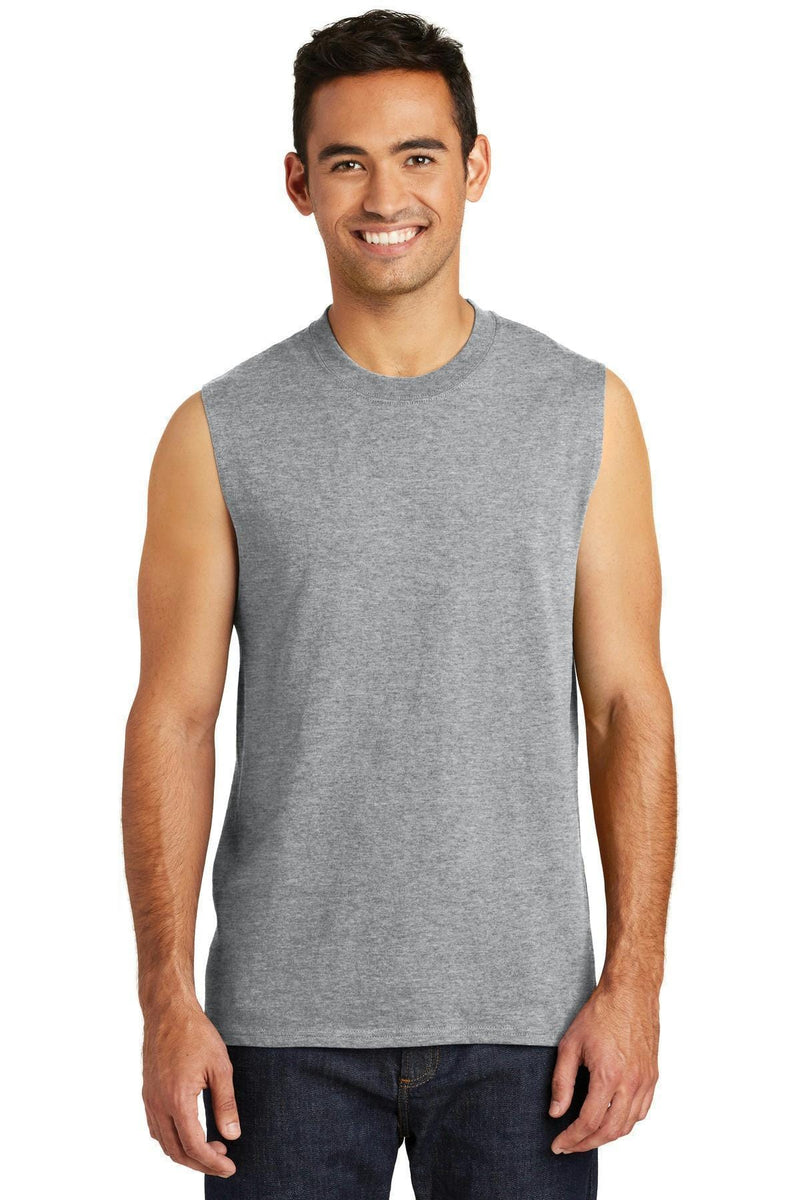 Port & Company Core Cotton Sleeveless Tee. PC54SL-T-shirts-Athletic Heather-4XL-JadeMoghul Inc.
