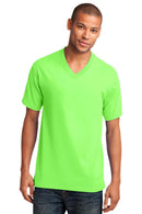 Port & Company Core Cotton V-Neck Tee. PC54V-T-shirts-Neon Green-4XL-JadeMoghul Inc.