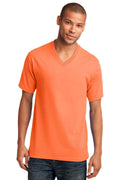 Port & Company Core Cotton V-Neck Tee. PC54V-T-shirts-Neon Orange-4XL-JadeMoghul Inc.