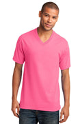 Port & Company Core Cotton V-Neck Tee. PC54V-T-shirts-Neon Pink-4XL-JadeMoghul Inc.