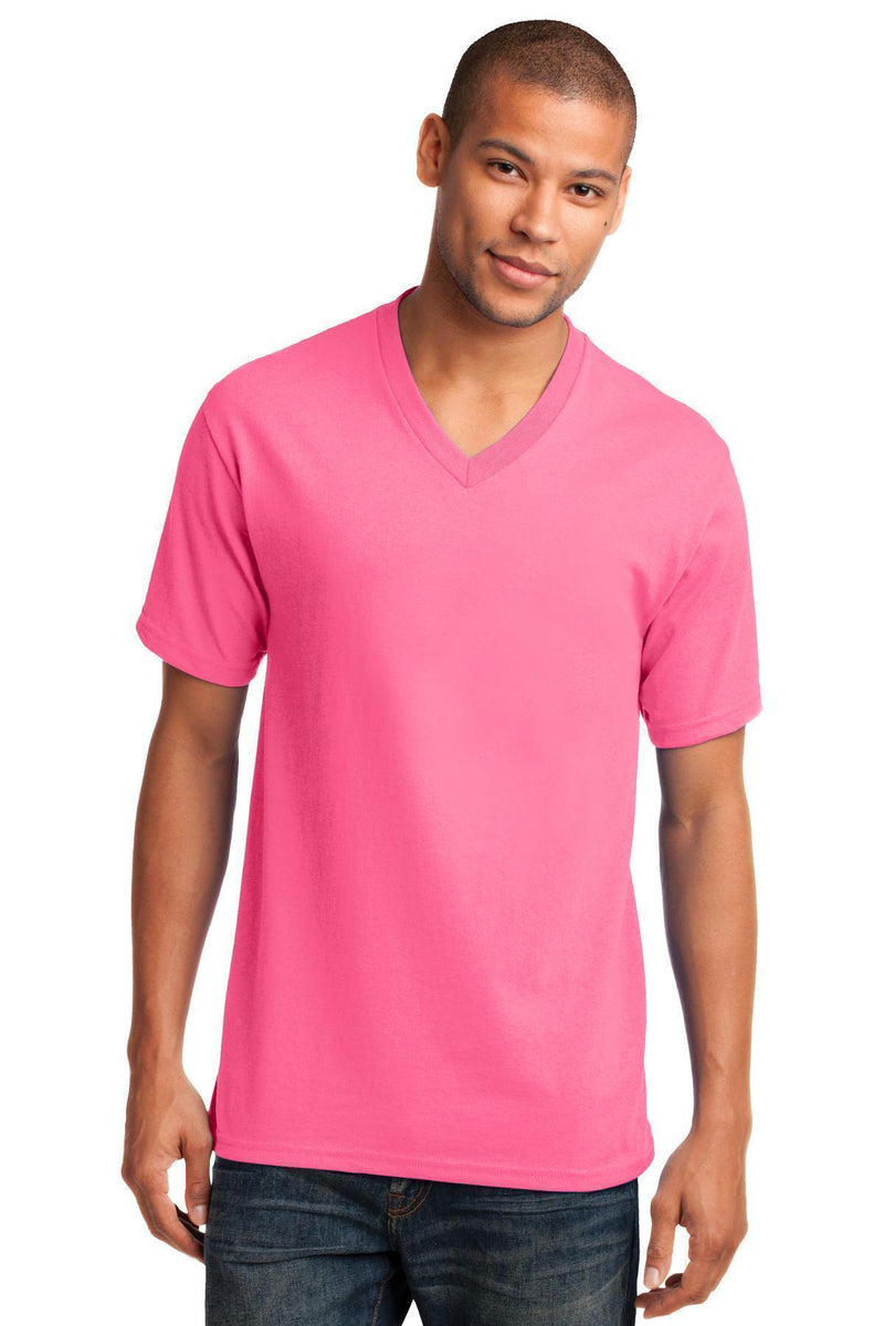 Port & Company Core Cotton V-Neck Tee. PC54V-T-shirts-Neon Pink-4XL-JadeMoghul Inc.